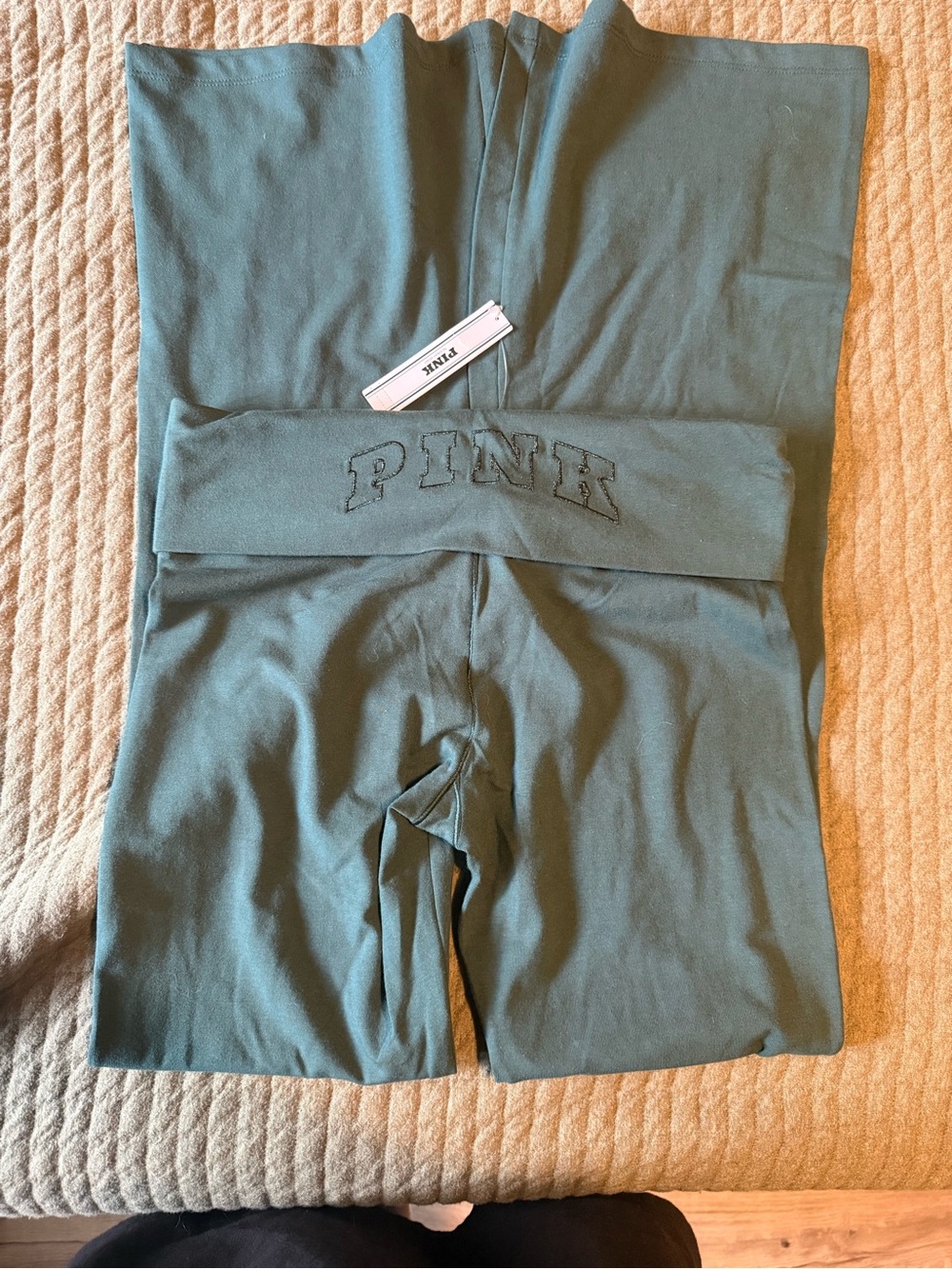 PINK Victoria's Secret Teal Fold-Over Waist Leggings